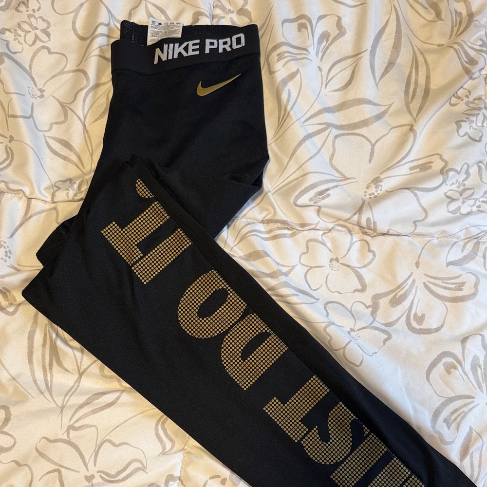 Nike Kids Black and Gold Leggings